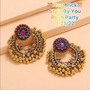 Bead Decor Round Earrings